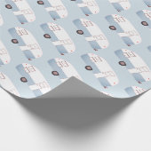 Retro-Campinganhänger blaues Geschenkpapier (Ecke)