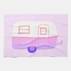 Retro-Campinganhänger lila Küchenhandtuch Geschirrtuch