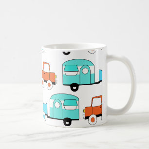 Retro-Campinganhänger Türkis Orange Vintage-Auto Kaffeetasse