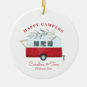 Retro-Campingbus-Weihnachten Glückliche Camper Fei Keramik Ornament