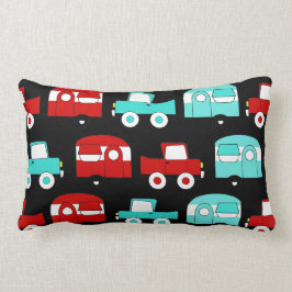 Retro Campings-Anhänger-Türkis-rote Vintage Autos Lendenkissen