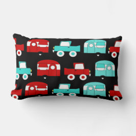 Retro Campings-Anhänger-Türkis-rote Vintage Autos Lendenkissen