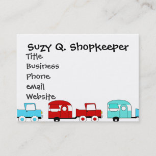 Retro Campings-Anhänger-Türkis-rote Vintage Autos Visitenkarte