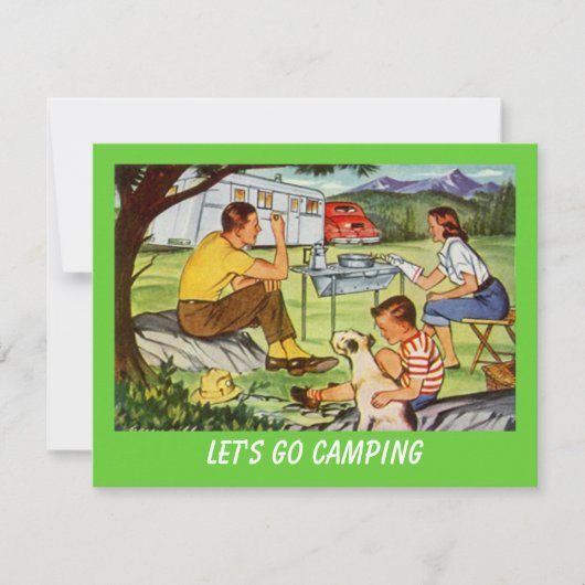 Retro CAMPINGS-KUNDGEBUNG Vintage Camper-Einladung Einladung (Vorderseite)