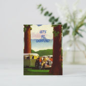 Retro CAMPINGS-KUNDGEBUNG Vintage Camper-Einladung Einladung (Stehend Vorderseite)