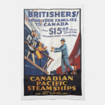 Retro Canada Britain steatships migration poster,
