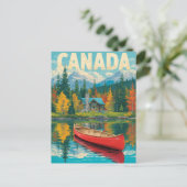 Retro Canada Travel - Mountain & Autumn Forest Postkarte (Stehend Vorderseite)