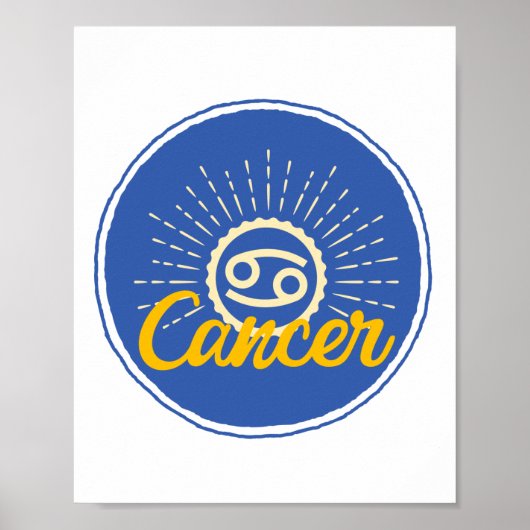 Retro Cancer Zodiac Sign Abzeichen Poster (Vorne)