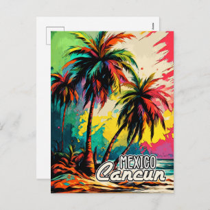 Retro Cancun Mexico Poster Pop Art Travel Feiertagspostkarte