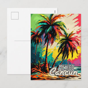 Retro Cancun Mexiko Poster Pop Art Reise Feiertagspostkarte