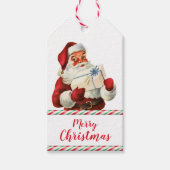 Retro Candy Cane Santa Claus Weihnachten Geschenkanhänger (Vorderseite)