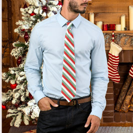 Retro Candy Cane Striping Red Green Weihnachten Krawatte