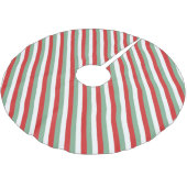 Retro Candy Cane Striping Red Green Weihnachten Polyester Weihnachtsbaumdecke (Schrägansicht)