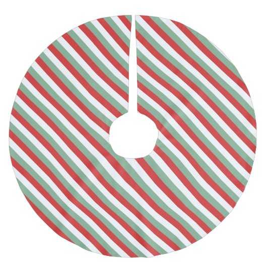 Retro Candy Cane Striping Red Green Weihnachten Polyester Weihnachtsbaumdecke (Vorderseite)