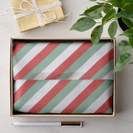 Retro Candy Cane Striping Red Green Weihnachten Seidenpapier