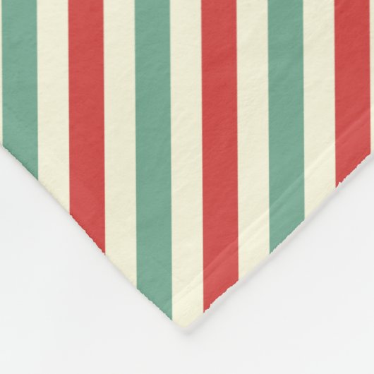 Retro Candy Cane Weihnachtsstreifen Rot Grün Fleecedecke (Ecke)