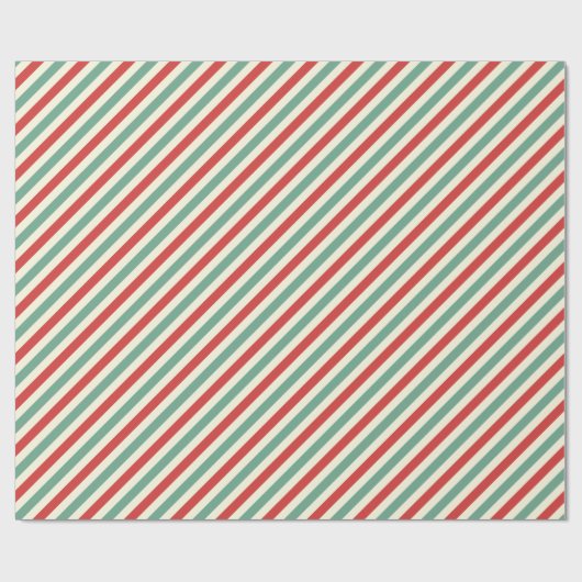 Retro Candy Cane Weihnachtsstreifen Rot Grün Geschenkpapier (Flach)