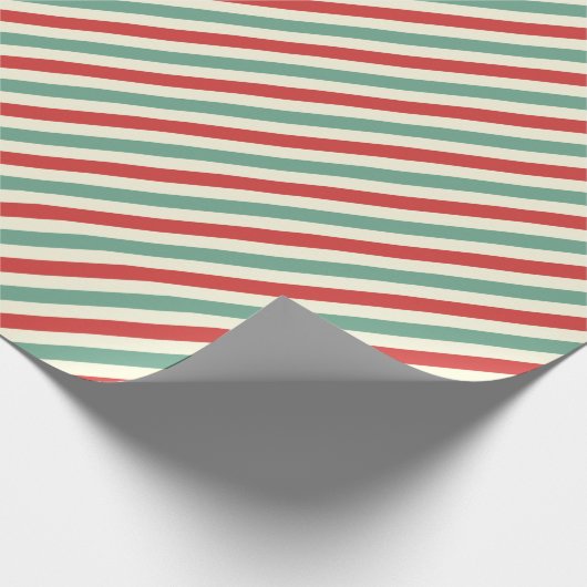 Retro Candy Cane Weihnachtsstreifen Rot Grün Geschenkpapier (Ecke)