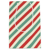 Retro Candy Cane Weihnachtsstreifen Rot Grün Mittlere Geschenktüte (Vorderseite)
