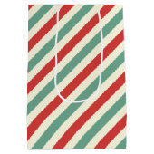 Retro Candy Cane Weihnachtsstreifen Rot Grün Mittlere Geschenktüte (Rückseite)