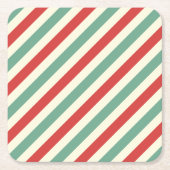 Retro Candy Cane Weihnachtsstreifen Rot Grün Rechteckiger Pappuntersetzer (Vorderseite)