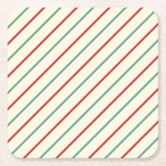 Retro Candy Cane Weihnachtsstreifen Rot Grün Rechteckiger Pappuntersetzer (Vorderseite)