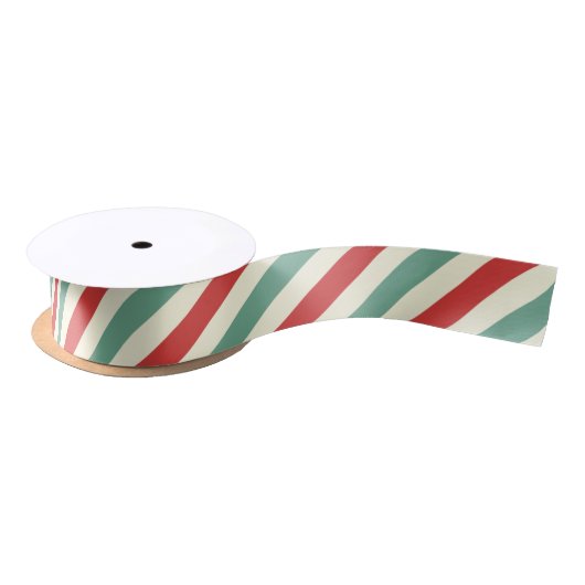 Retro Candy Cane Weihnachtsstreifen Rot Grün Satinband (Spule)