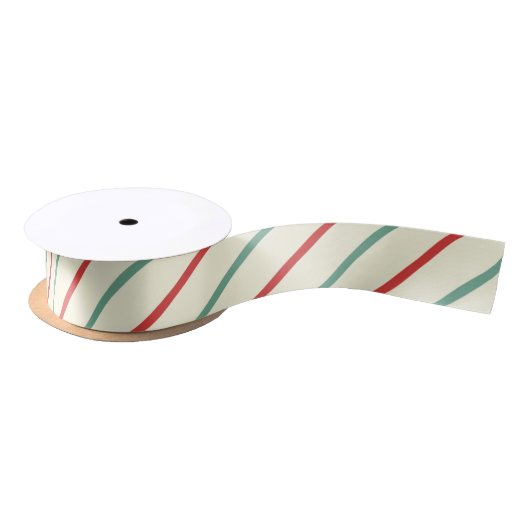 Retro Candy Cane Weihnachtsstreifen Rot Grün Satinband (Spule)