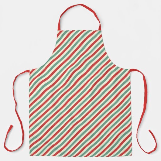 Retro Candy Cane Weihnachtsstreifen Rot Grün Schürze (Vorderseite)