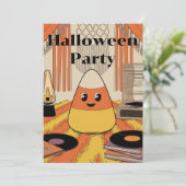 Retro Candy Corn Halloween Party Groovy Invitation Einladung (Stehend Vorderseite)