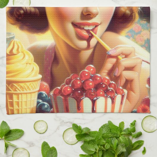 Retro Candy Girls Geschirrtuch (Gefaltet)