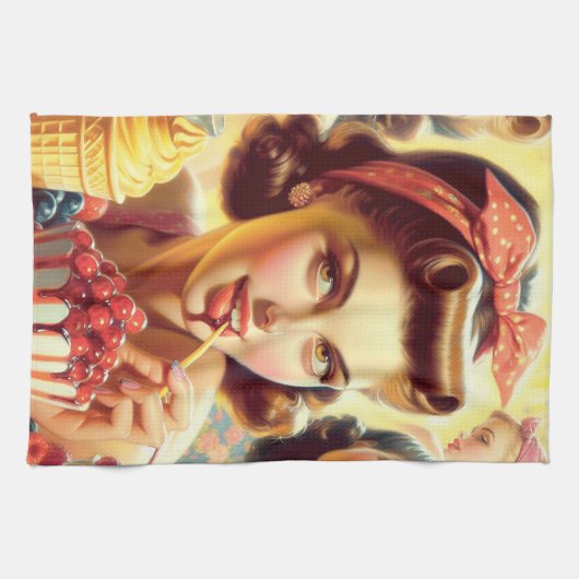 Retro Candy Girls Geschirrtuch (Horizontal)