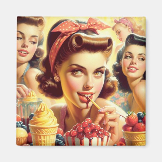 Retro Candy Girls Magnet (Vorne)