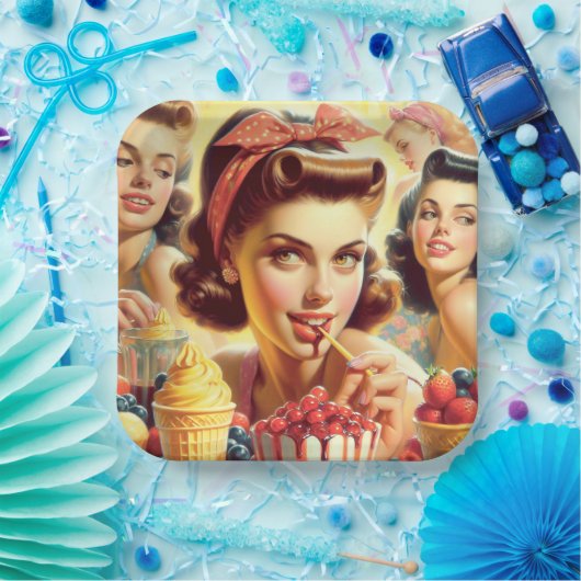 Retro Candy Girls Pappteller (Party)