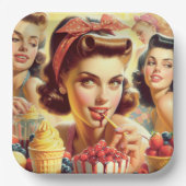 Retro Candy Girls Pappteller (Vorderseite)