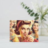Retro Candy Girls Postkarte (Stehend Vorderseite)