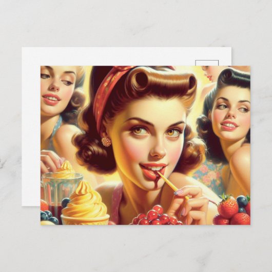 Retro Candy Girls Postkarte (Vorne/Hinten)