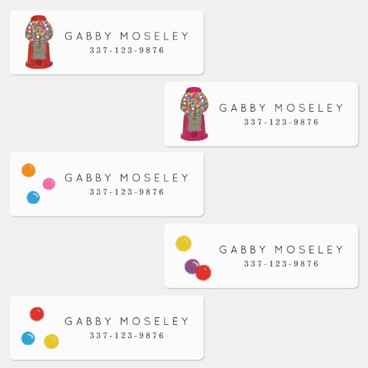 Retro Candy Gumball Maschine Personalisierte Kinde Etiketten (Gruppe)