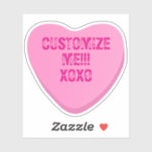 Retro Candy Heart Personalized Custom Pink Vinyl Aufkleber (Blatt)