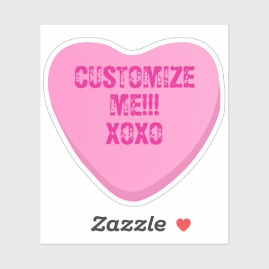 Retro Candy Heart Personalized Custom Pink Vinyl Aufkleber (Blatt)