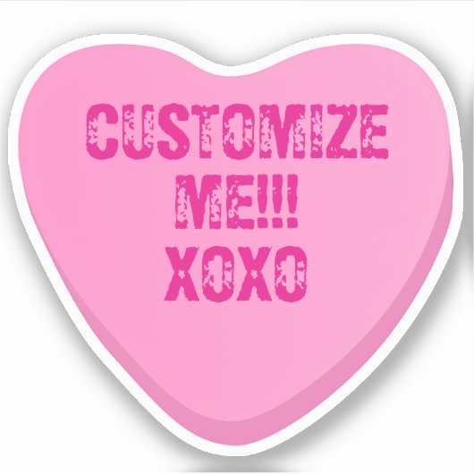 Retro Candy Heart Personalized Custom Pink Vinyl Aufkleber (Vorderseite)