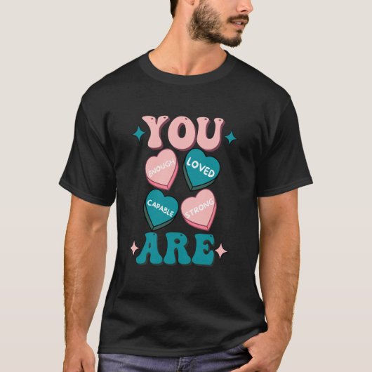 Retro Candy Heart Teacher Valentine's Day You Are T-Shirt (Vorderseite)