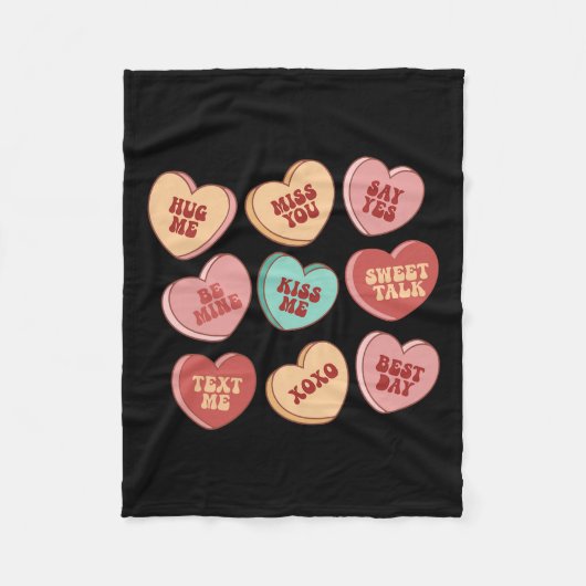 Retro Candy Heart Valentine Vibes Valentinstag G Fleecedecke (Vorderseite)