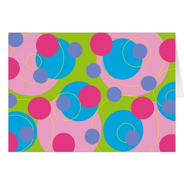 Retro Candy Pink Dots Funky Groovy Card (Vorderseite (Horizontal))
