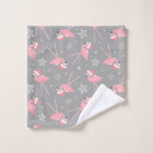 Retro Candy Pink Flamingos ©studioxtine Badhandtuch Set (Waschlappen)
