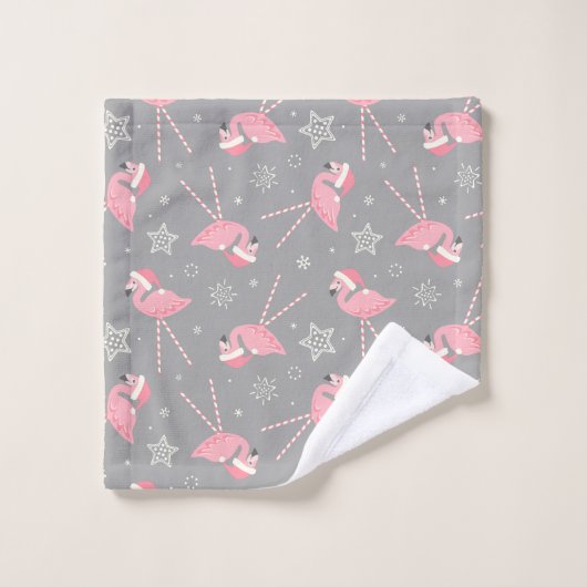 Retro Candy Pink Flamingos ©studioxtine Badhandtuch Set (Waschlappen)