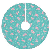 Retro Candy Pink Flamingos ©studioxtine Polyester Weihnachtsbaumdecke (Vorderseite)