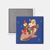 Retro Candy Rocket Santa Magnet (Vorderseite/Rückseite)