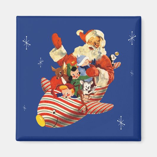 Retro Candy Rocket Santa Magnet (Vorne)