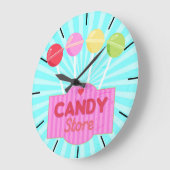 Retro Candy Store Pastel farbige Lollipops Design Große Wanduhr (Winkel)